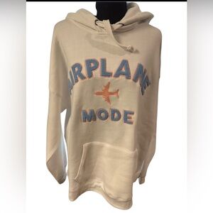 NWT White  airplane mode sweatshirt Hoodie size Medium